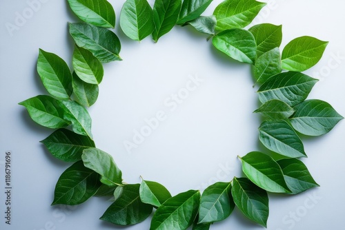 Green leaf wreath on a white background photo