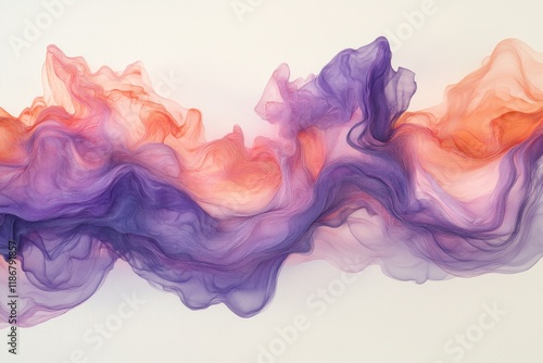 Abstract swirl of purple and orange smoke on white background photo