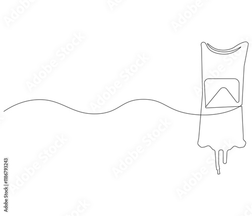 One continuous line drawing of iv bag . Single line of iv bag vector illustration