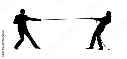 Two people are pulling each other's rope.