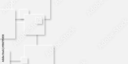 Abstract grey square shape with futuristic concept background.gray paper squares in bright light with shadows.neomorphism Abstract blurred background with Geometric light & white Space design concept.