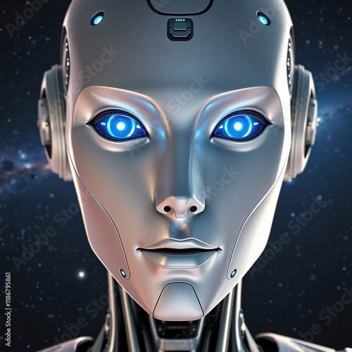 highly close up of a futuristic AI robot