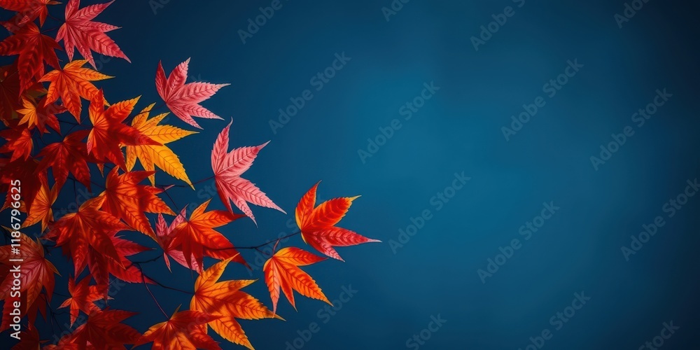 Vibrant Autumn Leaves Against a Deep Blue Sky, A Stunning Display of Nature's Colors Vibrant Autumn Leaves Against a Deep Blue Sky, A Stunning Display of Nature's Colors