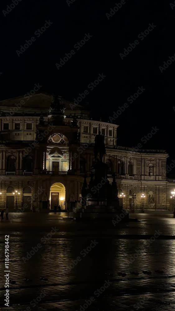 Illuminated Dresden Opera House at Night Illuminated Dresden Opera House at Night