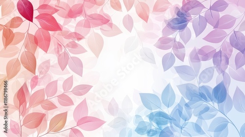 Wallpaper Mural Whimsical Decorative Border with Leafy Branches in Soft Pastel Colors for Elegant Background Design Torontodigital.ca