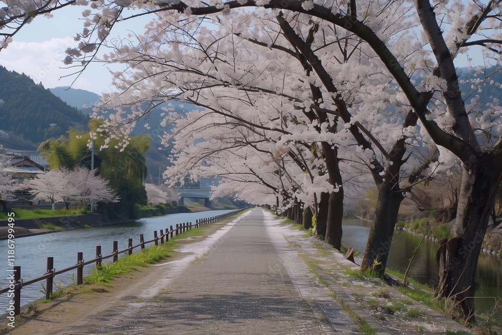 Blooming cherry blossoms in tranquil spring scenery. Blooming cherry blossoms in tranquil spring scenery.
