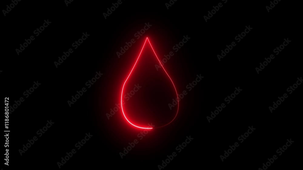 Red blood drop loop motion graphics video transparent background with alpha channel Water drop red color neon glowing icon, Blood drop animated........ Red blood drop loop motion graphics video transparent background with alpha channel Water drop red color neon glowing icon, Blood drop animated........