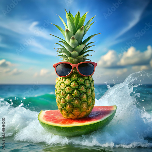 a-watermelon-floating-like-a-surfboard--with-a-tin