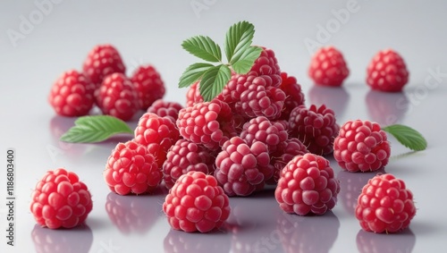 Wallpaper Mural A transparent background with a set of raspberries. The idea of tasty and nutritious berries Torontodigital.ca