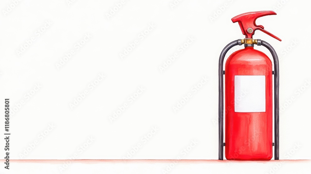 Red Fire Extinguisher on White Background for Safety and Prevention Red Fire Extinguisher on White Background for Safety and Prevention