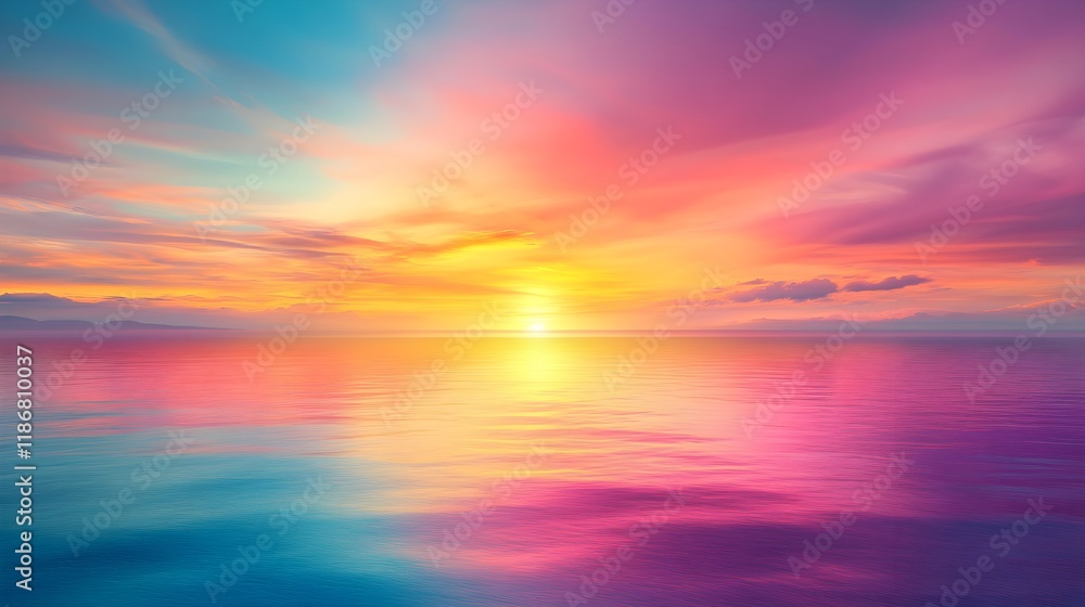 Fototapeta premium Stunning Pink and Orange Sunset Sky with Beautiful Gradient Tones