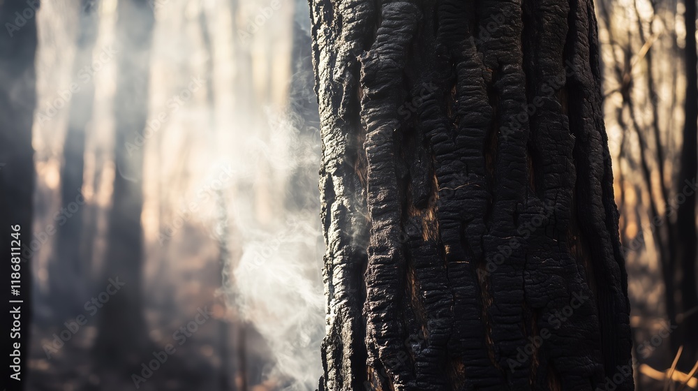 A Close up of a Tree With Smoke Coming Out of It - Generative AI A Close up of a Tree With Smoke Coming Out of It - Generative AI