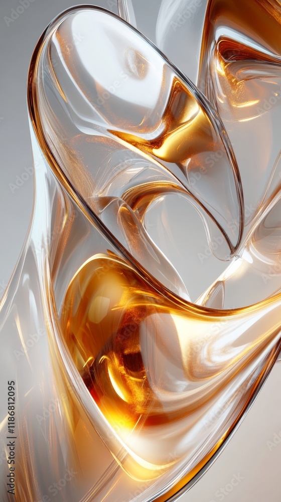 Luminous golden waves flowing gracefully, forming translucent artistic curves against soft light background