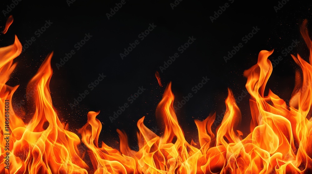 Vibrant Flames Dancing Against a Dark Background for Dramatic Effect Vibrant Flames Dancing Against a Dark Background for Dramatic Effect