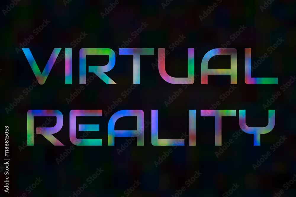Obraz premium VIRTUAL REALITY text from a pixel background on a technical topic