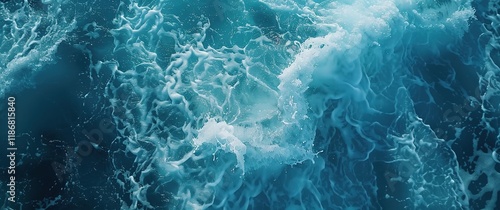 Abstract summer banner background Water waves in sunlight with copy space. Transparent blue clear water surface texture with ripples, splashes and bubbles. Cosmetic moisturizer micellar toner emulsion