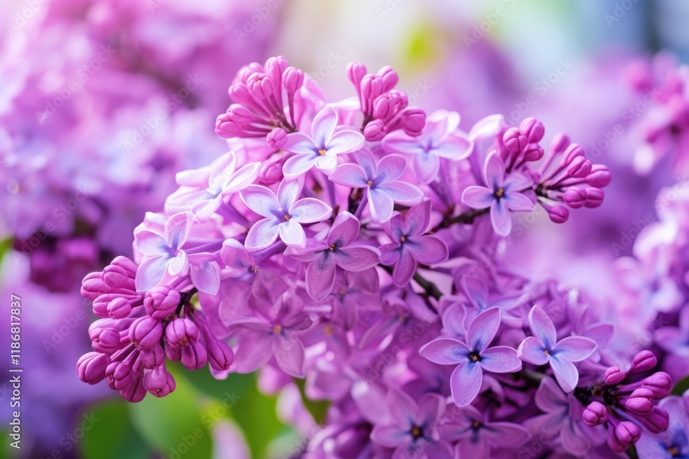 Lilac Flowers Blossom Beautifully in a Summer Garden - Nature's Springtime Floral Display on a Dreamy Background Lilac Flowers Blossom Beautifully in a Summer Garden - Nature's Springtime Floral Display on a Dreamy Background