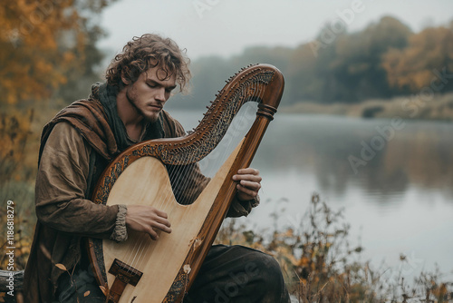 Ai generated image of a talented musican play an instrument generative AI design