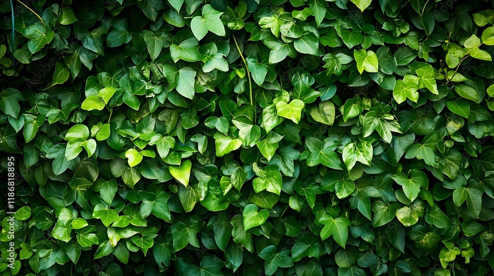 Lush Green Ivy Leaves Forming a Dense Natural Wall : Generative AI Lush Green Ivy Leaves Forming a Dense Natural Wall : Generative AI