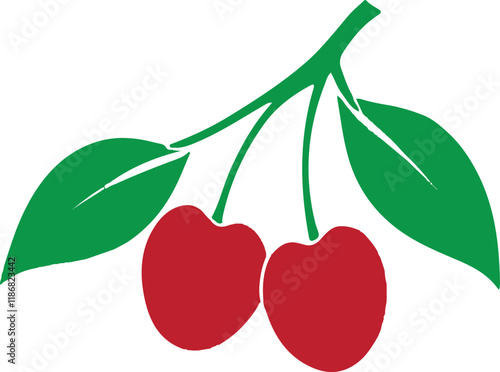 Cherry illustration stylized fruit minimalist design.