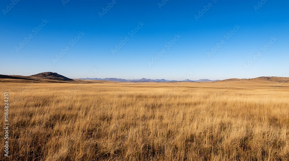Vast Golden Grassland Under Clear Blue Sky on a Sunny Day : Generative AI Vast Golden Grassland Under Clear Blue Sky on a Sunny Day : Generative AI