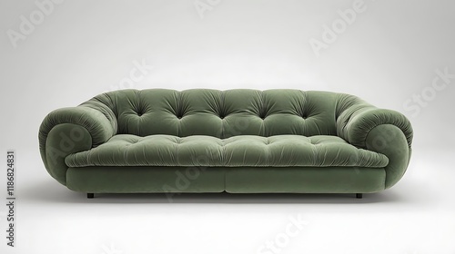 Luxury sofa with a plush, overstuffed design and elegant armrests  photo