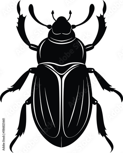 Whirligig beetle silhouette vector illustration