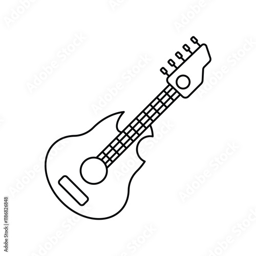 Electric Guitar line icon with white background vector stock illustration