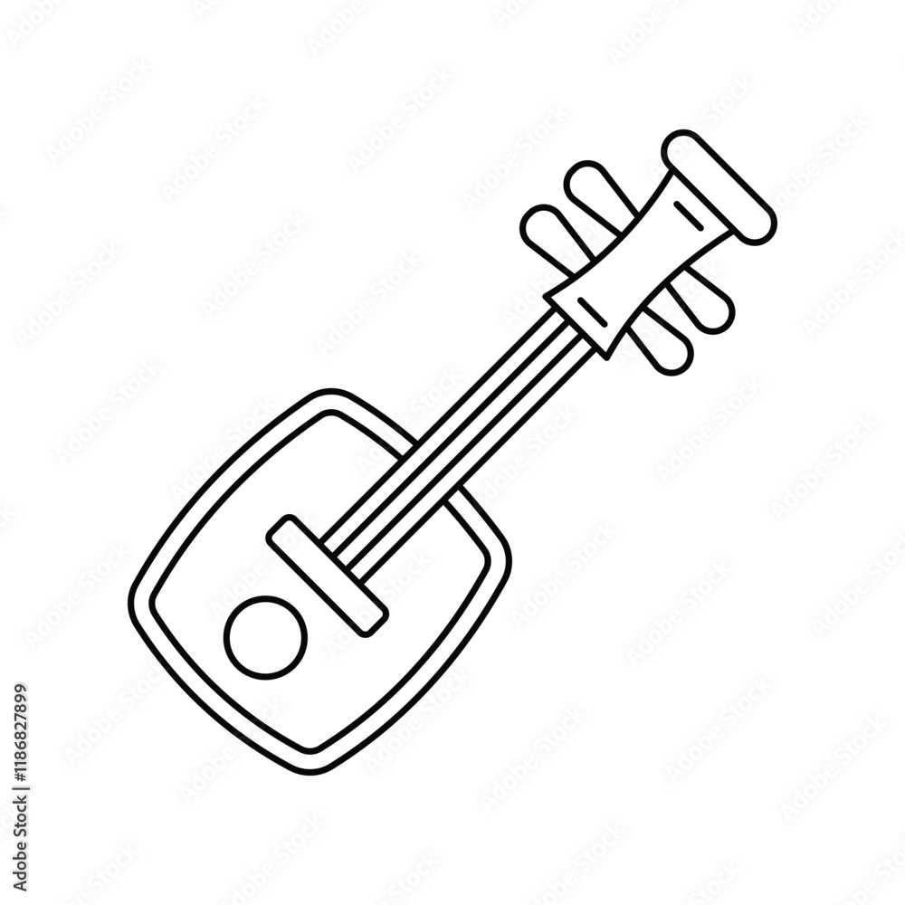 Shamisen line icon with white background vector stock illustration Shamisen line icon with white background vector stock illustration