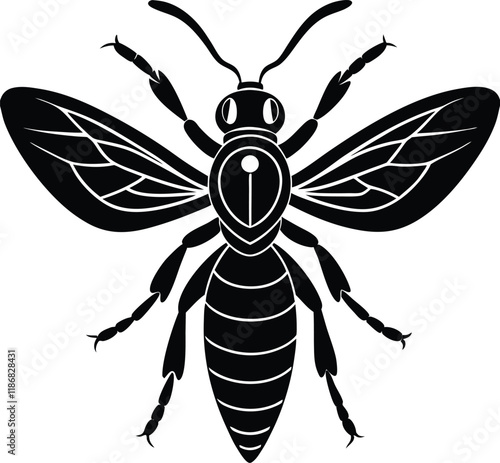  Wood wasp silhouette vector illustration photo