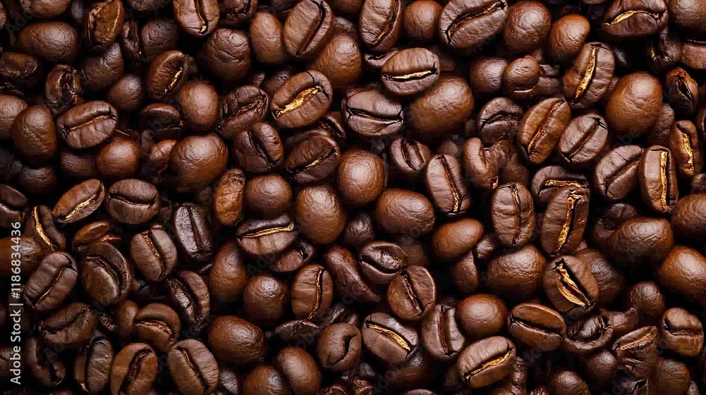 Fototapeta premium Closeup view of roasted coffee beans perfect for brewing fresh aromatic coffee : Generative AI