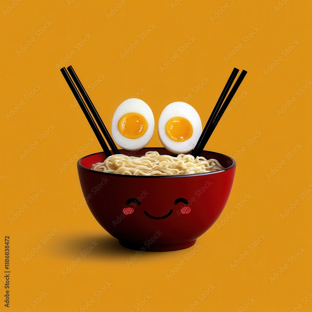 Happy Bowl of Noodles with Egg Yolk Happy Bowl of Noodles with Egg Yolk