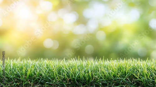 Lush green grass against a bright, blurred natural background.