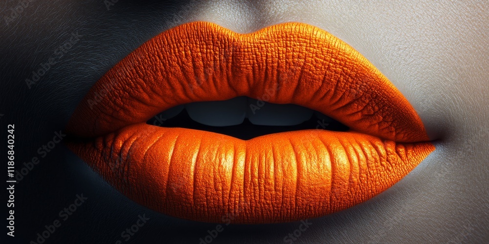 Vibrant coral lip makeup showcasing a stunning macro view of luscious lips adorned with striking bright orange lipstick, perfect for glam beauty enthusiasts and trends in lip makeup. Vibrant coral lip makeup showcasing a stunning macro view of luscious lips adorned with striking bright orange lipstick, perfect for glam beauty enthusiasts and trends in lip makeup.