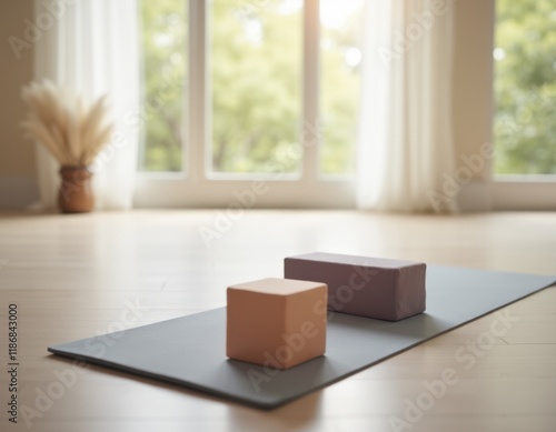 Wallpaper Mural Yoga Blocks and Mat on a Studio Floor Torontodigital.ca