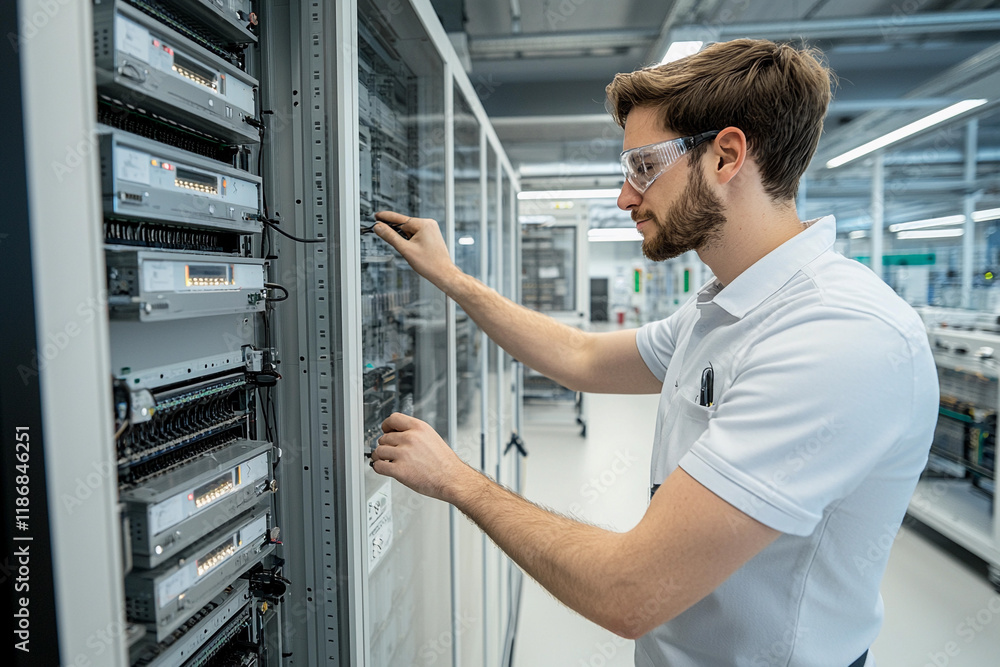 Fototapeta premium Engineer assessing facility performance