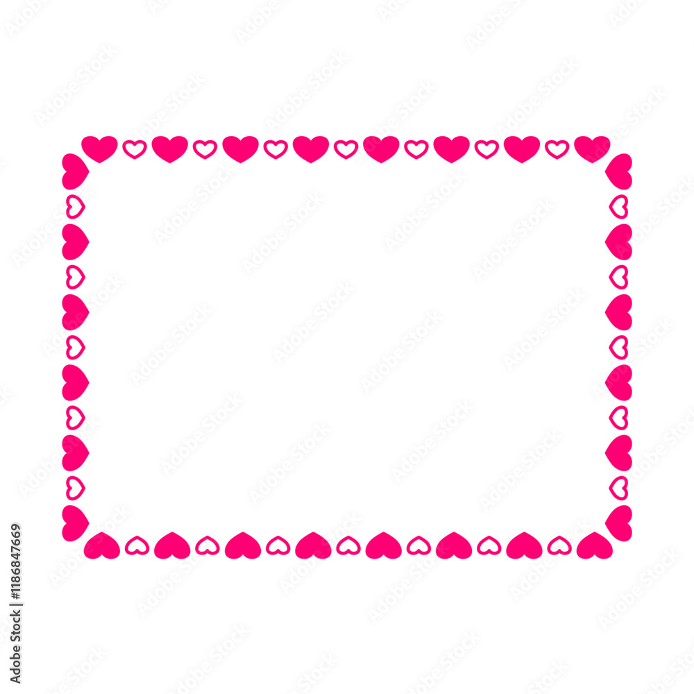 Valentine love heart rectangle frame border Valentine love heart rectangle frame border