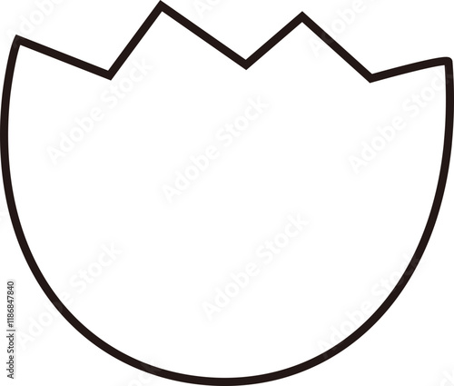 egg Cracked Open outline.
Simple shape split Egg Isolated . 
egg shell cracked in half. 
Transparent Background.