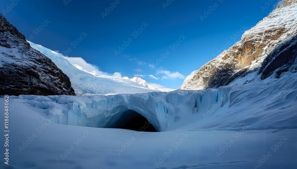 Obraz premium Glacial Ice Cave in Snowy Mountains Winter Landscape