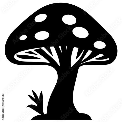 Fungi Art: Mushroom Silhouette for Nature-Inspired Designs