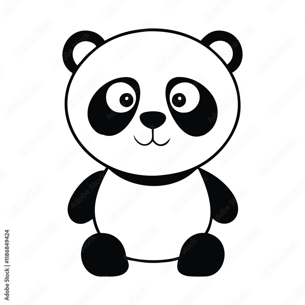 Fototapeta premium Cute Panda Silhouette Illustration with Transparent Background