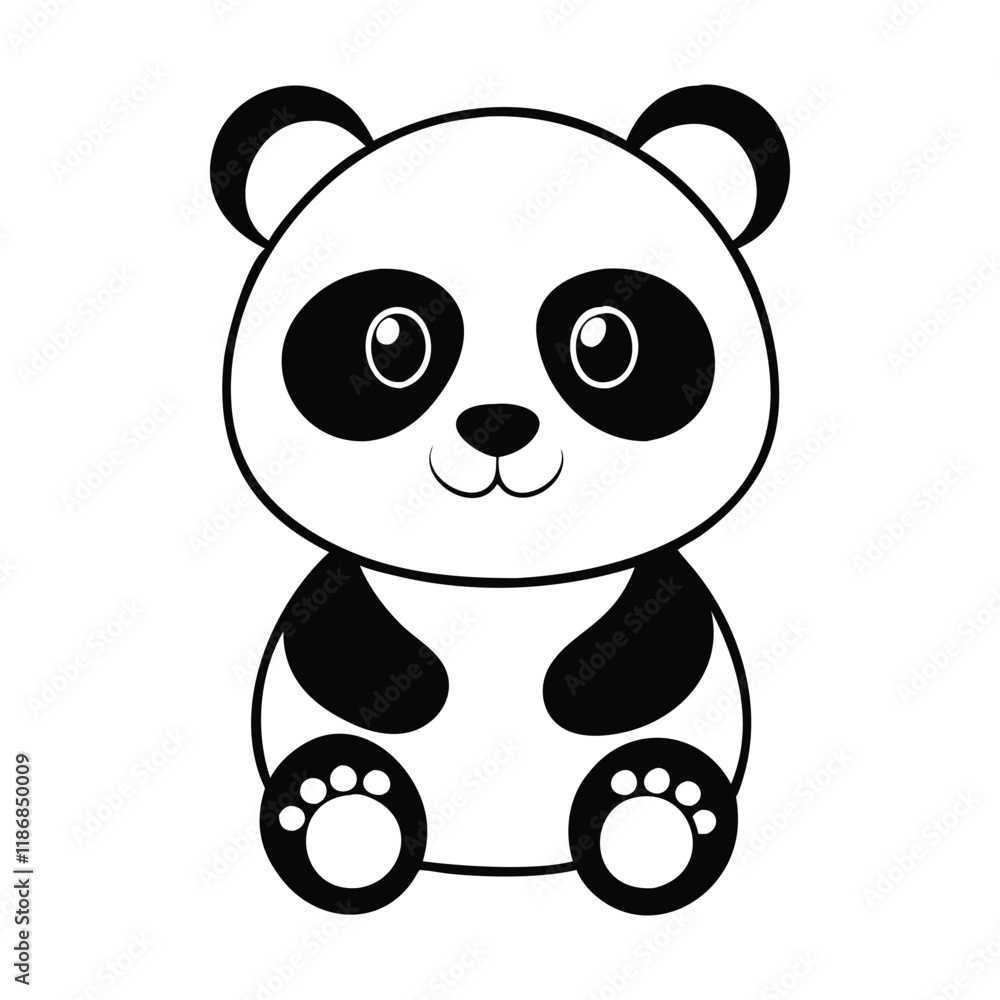 Cute Panda Silhouette Illustration with Transparent Background Cute Panda Silhouette Illustration with Transparent Background