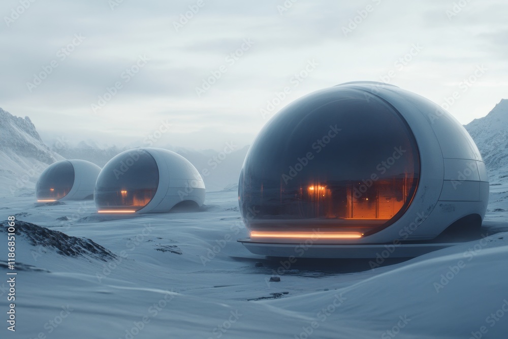 A haunting image of a desolate UV-protected city, with glowing domes casting soft light over abandoned streets
