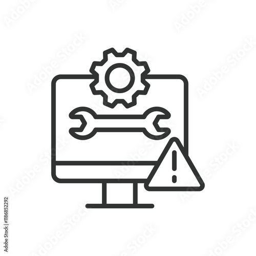 Troubleshooting icon in line design. Troubleshooting, problem, solution, repair, diagnostics, error, technical on white background vector. Troubleshooting editable stroke icon