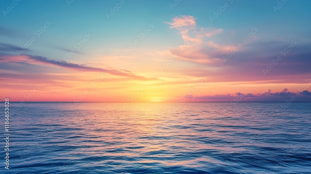Fototapeta premium Stunning Vibrant Ocean Sunset with Multicolor Sky Over Serene Waves : Generative AI