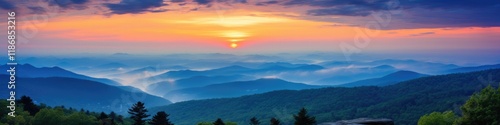 Wallpaper Mural Scenic Blue Ridge Mountain Sunset on the Parkway with North Carolina Summer Landscape Scenery in Dusk Torontodigital.ca