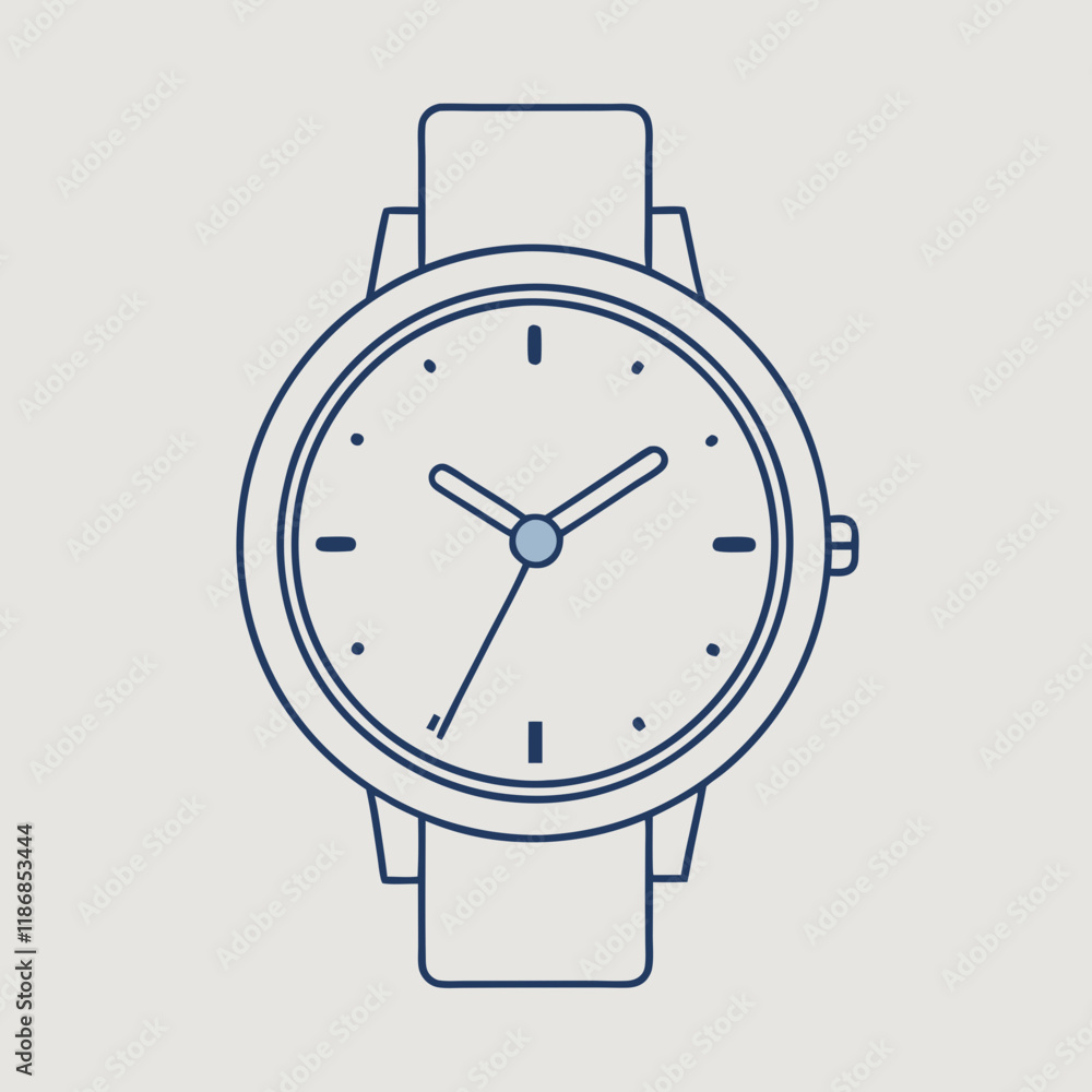 Clean line drawing of a wristwatch, perfect for showcasing a modern and minimalist design. Clean line drawing of a wristwatch, perfect for showcasing a modern and minimalist design.