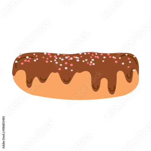 Isolated hand drawn eclair white background