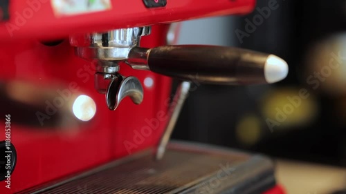 Wallpaper Mural Closeup of coffee machine at restaurant or cafe. Small business and professional coffee brewing concept. red coffee machine close up. Torontodigital.ca