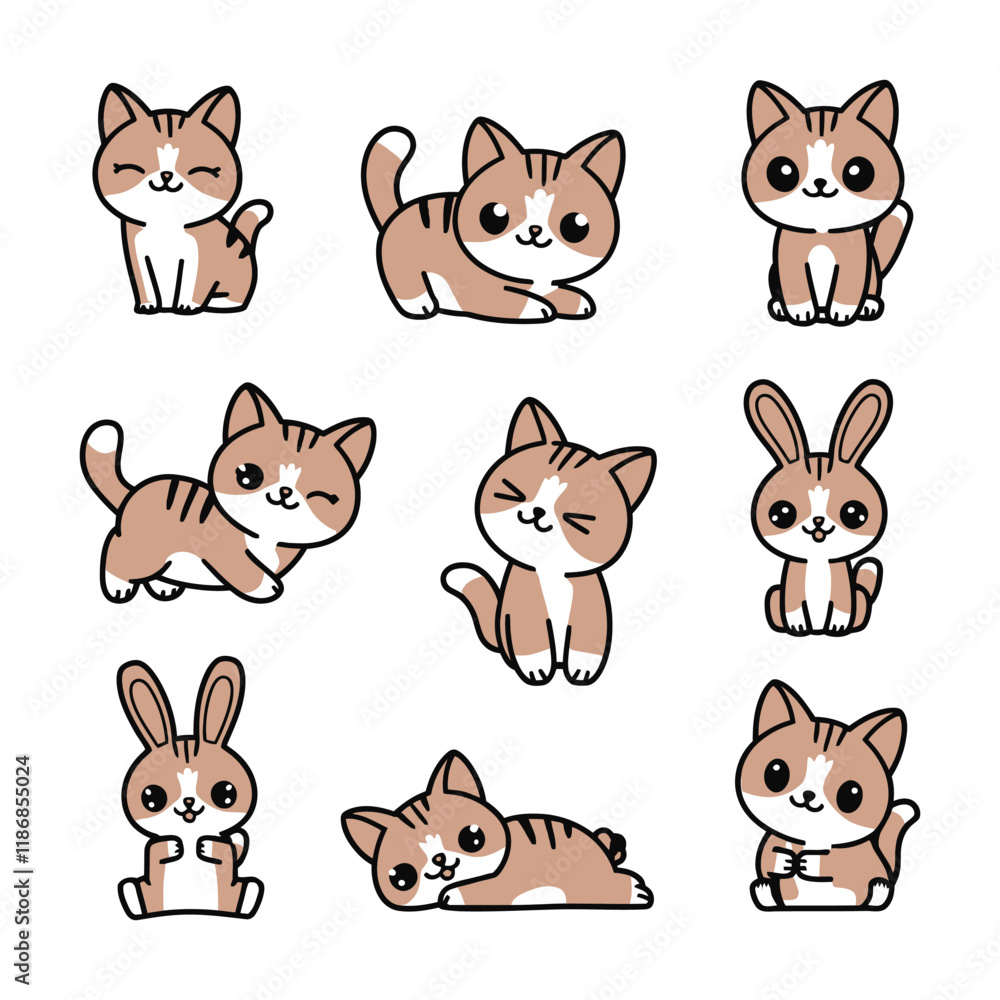 Fototapeta premium Sweet little cat icon and illustration